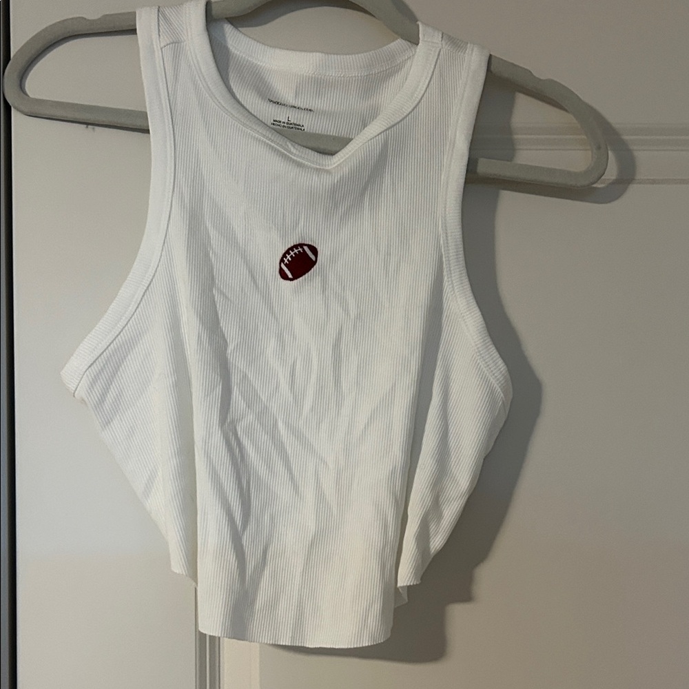 Wild Fable White Tank Top with Football Graphic